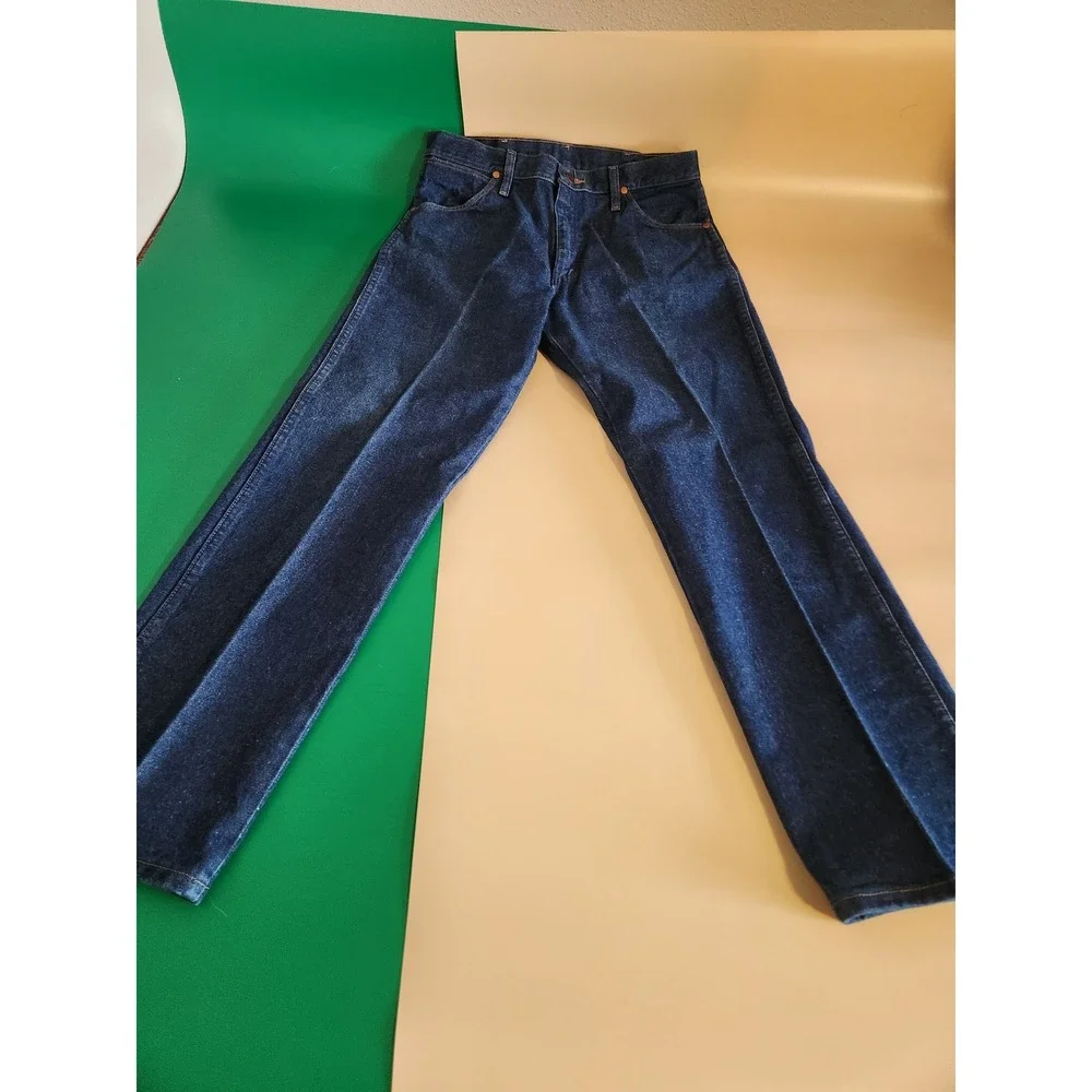 Wrangler Jeans Men 32x30 Blue Cowboy Cut 13MWZPW Dark Wash Straight Leg Denim